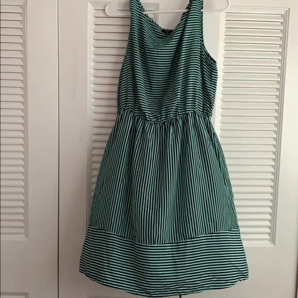 mint green and navy dress
